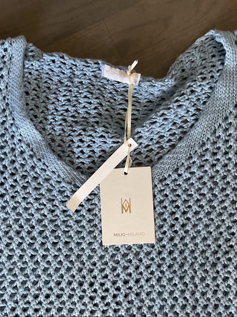 MILIO-MILANO Light Blue Open-Weave  Sweater/Swim Coverup